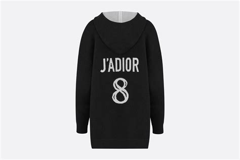 Maglione “J'Adior 8” con cappuccio Cachemire nero con firma sul 